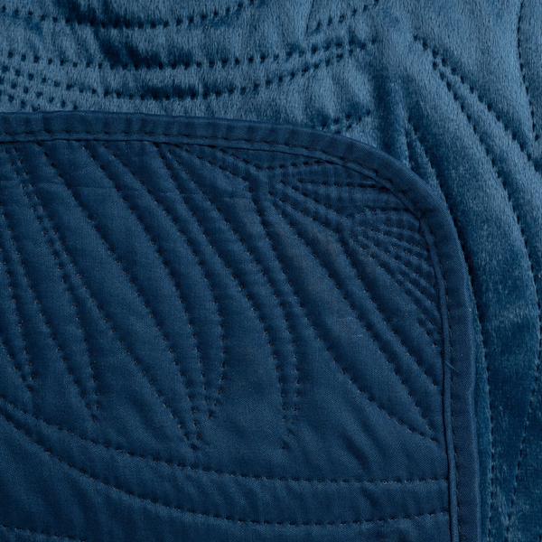 170 x 210 Quilted Velvet Bedspread Luiz4 Navy Blue