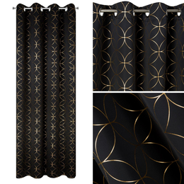 Blackout Abella Black+Gold Decorative Curtain 135 x 250
