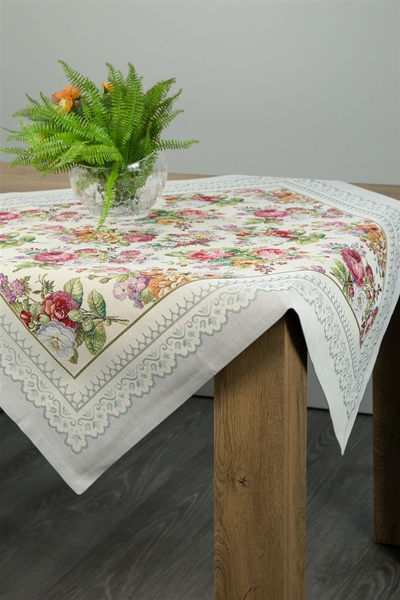 100 x 100 Decorative Tapestry Tablecloth 1175 Silver