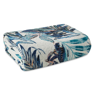 Bedspread 170 x 210 Quilted Pilar White+Turquoise