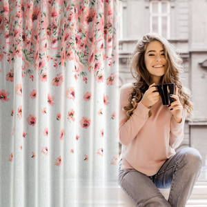 Ready Curtain Oliwia 140 x 250 Tape White + Pink