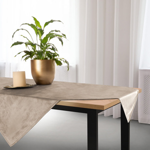 85 x 85 Decorative Velvet Soft Beige Tablecloth