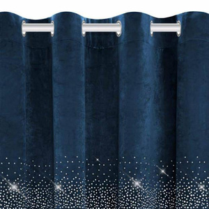 Curtain 140 x 250 Decorative Velour Shiny Navy Blue
