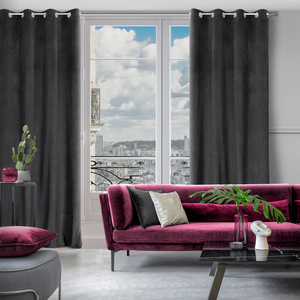 Velvet Lili Curtain 140 x 250 Pinstripe Black