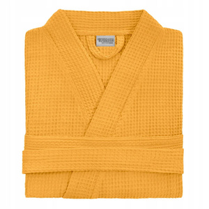 Kimono Robe Gofer Cotton Unisex XXL Mustard