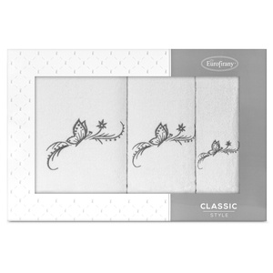 Komplet Ręczników 3szt. Fairy 380 Biały+Grafit