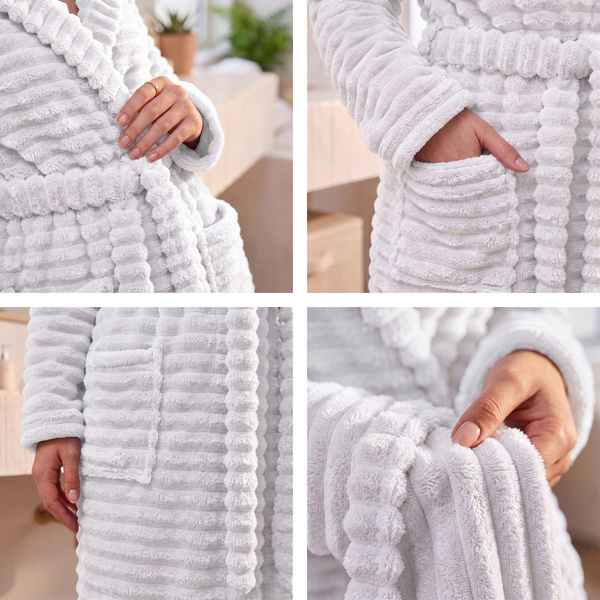Szlafrok Mikrofibra Pasy Unisex Velar L 03 Biel