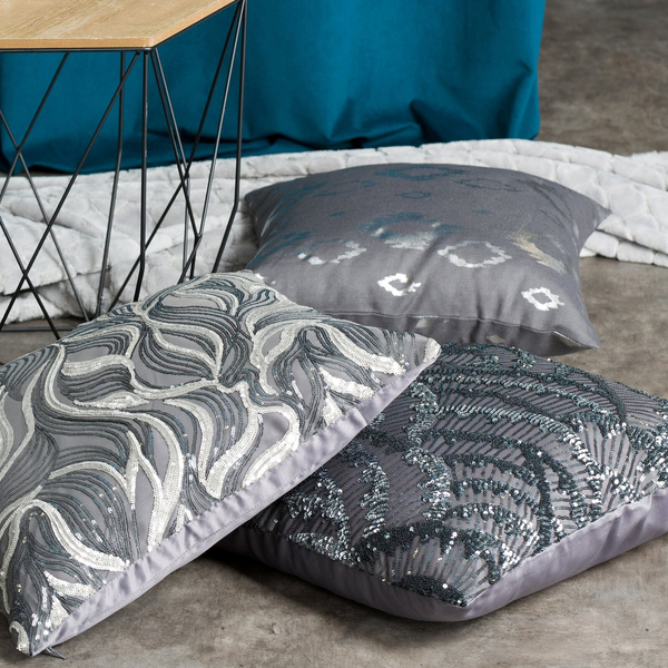 Fabio Decorative Pillowcase 38 x 38 x 8 Steel