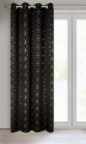 Blackout Abella Black+Gold Decorative Curtain 135 x 250