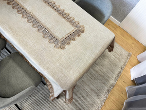 Stain-Resistant Tablecloth 130 x 180 with Lace 2018 Beige