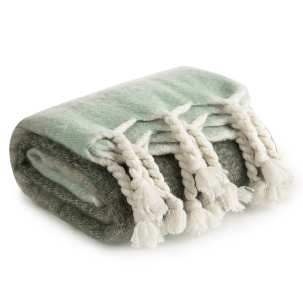 Mohair Blanket 130 x 170 with Fringes Mohair 6 Green+K
