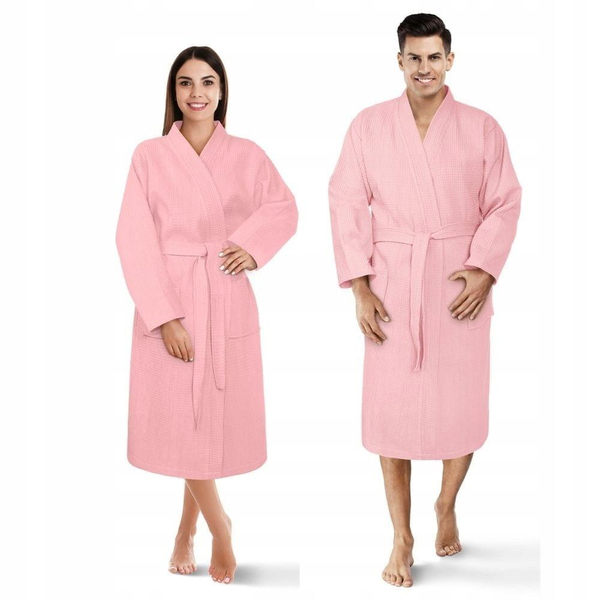 Szlafrok Kimono Gofer Bawełniany Unisex XS Puder