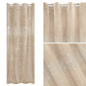 Curtain 140 x 250 Decorative Velour Shiny Beige