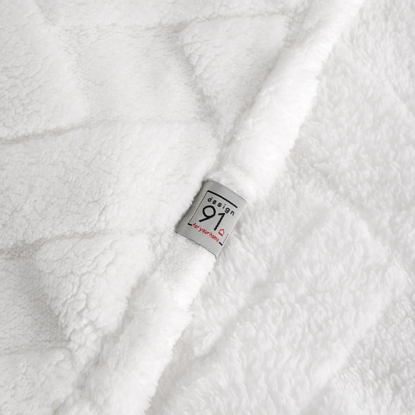 Koc 150 x 200 Pluszowy Jodełka Caro Biały