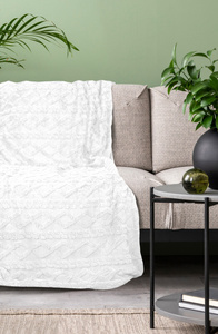 Blanket 200 x 220 Design Microfiber Braid White