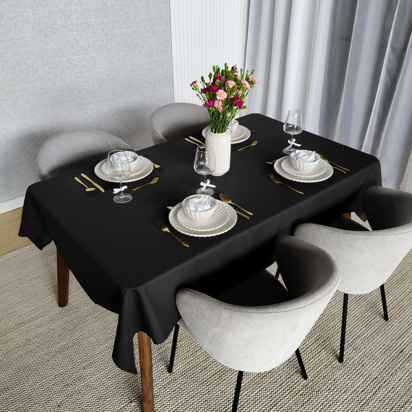 Obrus 140x450 Plamoodporny Klasyczny Elegant Czerń