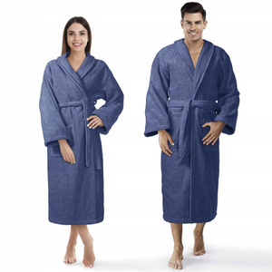 Hotel Bathrobe Cotton Terrycloth Unisex XS Blue