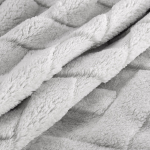 Koc 170 x 210 Pluszowy Jodełka Caro Srebrny