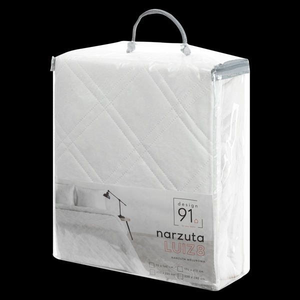 Narzuta 220 x 240 Pikowana Welurowa Luiz8 Biały