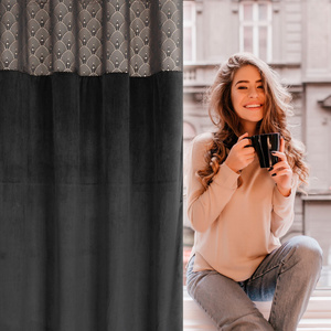 Curtain 140 x 250 Decorative Drawstring Agnes Black