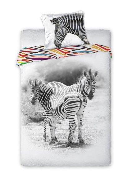 Pościel Młodzieżowa Bawełniana 367 Zebra 140x200NP 2 części 70x90