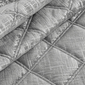 Quilted Velvet Bedspread 200 x 220 Blink6 Silver