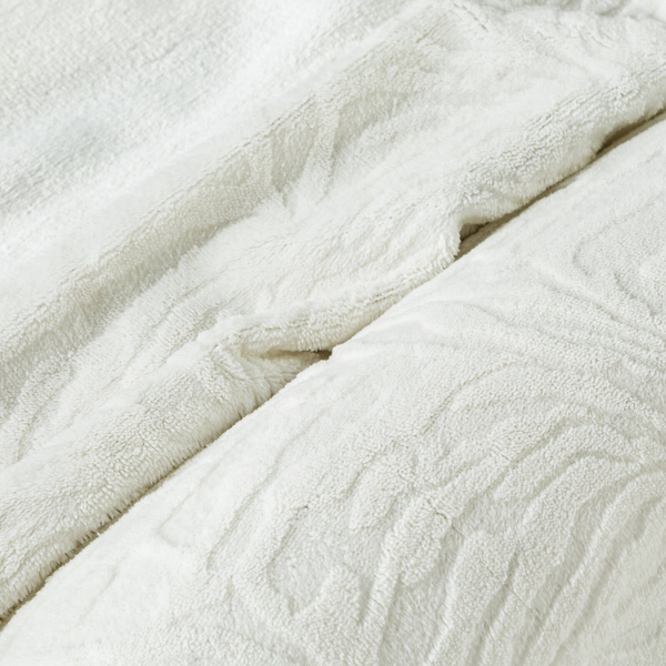 Pościel 220x200 3cz Mikrofibra Tłoczona Flano Krem