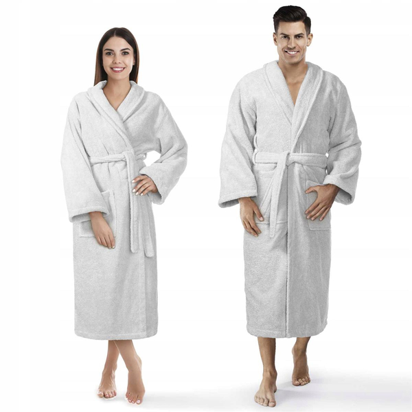 Hotel Bathrobe Cotton Terry Unisex S/M Grey