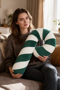 Poduszka 35 x 57 Świąteczna Laska Pasy Zielony