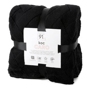 70 x 160 Plush Blanket Herringbone Caro Black
