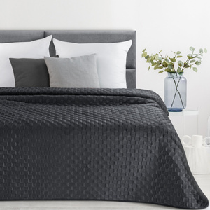 Quilted Velvet Bedspread Sofia4 200 x 220 Black