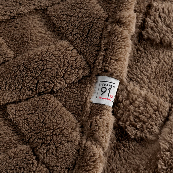 Koc 170 x 210 Pluszowy Jodełka Caro C.Brąz