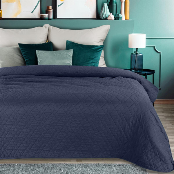 170 x 210 Quilted Decorative Bedspread Boni2 Navy Blue