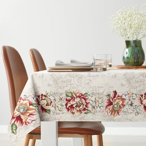 140 x 180 Decorative Tapestry Tablecloth 1182 Red