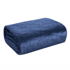 200 x 220 Quilted Velvet Luiz3 Bedspread Navy Blue