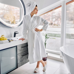 Gofer Cotton Unisex Bathrobe Vizzy M 01 White