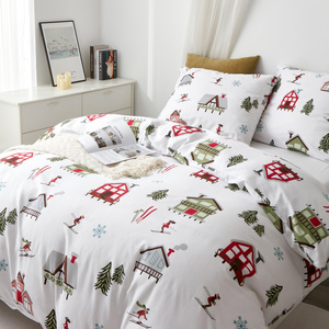 Bedding 160 x 200 3pc Cotton Satin Skiing