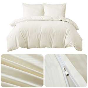 Pościel 160 x 200 3cz Bawełniana Adamaszek Ecru