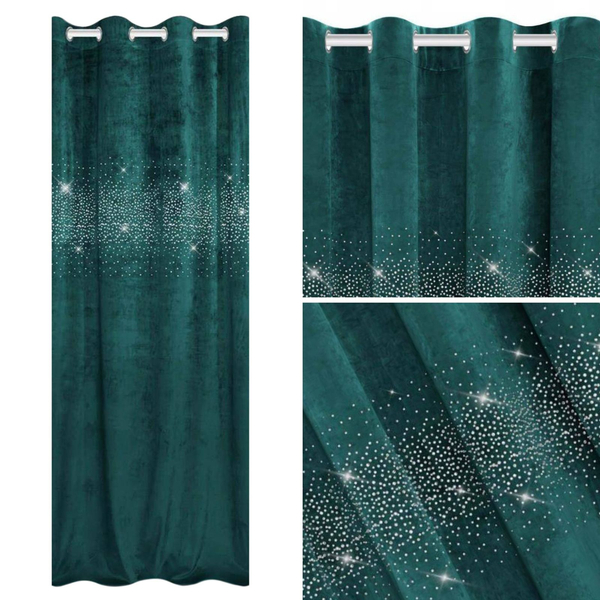 Zasłona 140 x 250 Dekoracyjna Welur Shiny Turkus
