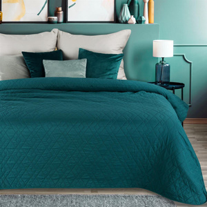 Bedspread 200 x 220 Quilted Decorative Boni2 Turquoise