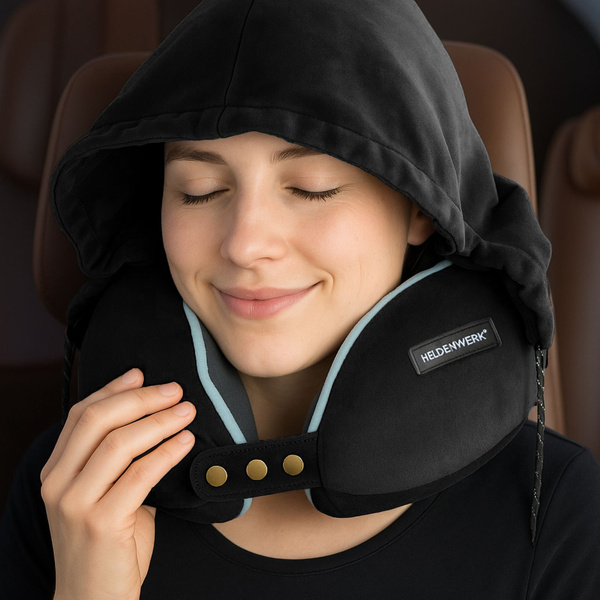 Poduszka Podróżna Rogal Memory z Kapturem Comfy 02
