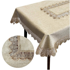 Stain-Resistant Tablecloth 130 x 180 with Lace 2018 Beige