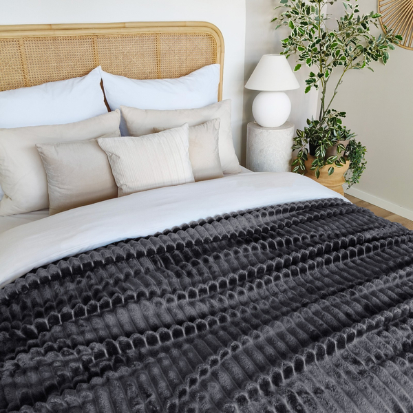 Blanket 200 x 220 Microfiber Stamped Stripes Nuvio 03