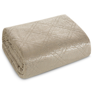 Quilted Velvet Bedspread 200 x 220 Luiz Blink Beige