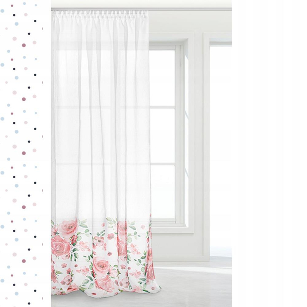 Firana 140 x 250 Dekoracyjna Rosally Taśma Róż