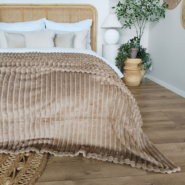 Blanket 200 x 220 Microfiber Stamped Stripes Nuvio 04