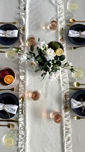 Table Runner 40 x 180 Decorative with Ruffles Ligia 01