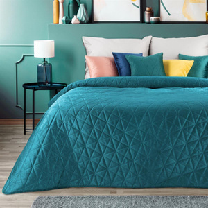 Bedspread 170 x 210 Quilted Velvet Luiz3 C.Turquoise