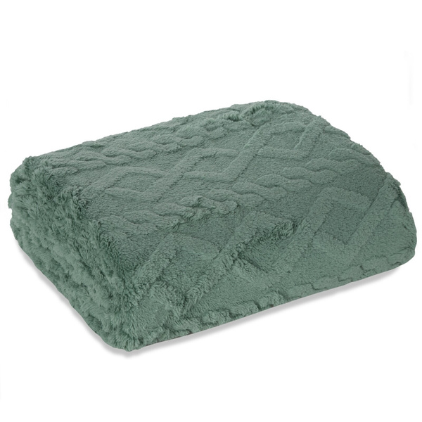 Koc 200 x 220 Design Mikrofibra Warkocz Mięta