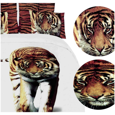 Pościel 3D Satyna Bawełniana W210 Tygrys 160x200NP 3 części